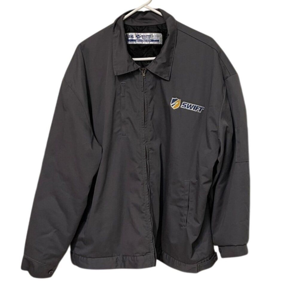 Swift Transportation Grey Lined Full Zip Jacket Mens Size 2XL Workwear Logo